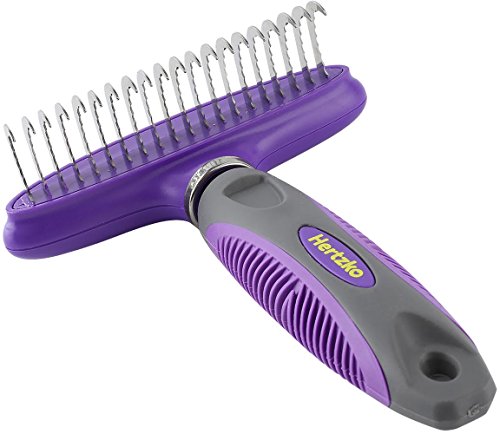 Rounded-Blade-Undercoat-Dematting-CombRake-by-Hertzko-Long-Blades-with-Safety-Round-Ends-Great-for-Cutting-and-Removing-Dead-Matted-or-Knotted-Hair-from-Cats-Dogs