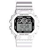 EUCoo Sport Uhr Marke Luxus Drei Augen Analog Digital Sport Led Wasserdichte Leuchtende Armbanduhr(Weiß)