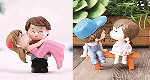 Chocozone Kissing Couple Miniatures & Hug Couple Showpiece Combo Valentine Gifts for Boyfriend