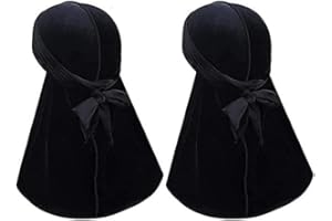 FABZ BEAUTY 2 Pack Silky Durag Velvet Black, Luxury Velvet Durags for Men and Women, Headwraps, Bandana Perfect for Dreadlocks, 360 Waves, Curls