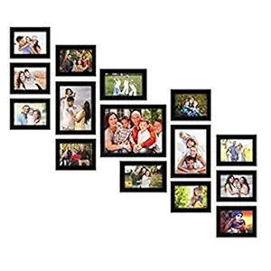 Moms Creation Set of 15 Individual Black Wall Photo Frames (1 Units of 8 X 10, 2 Units of 6 X 8, 2 Units of 5 x 7, 10 Units of 4 x 6)