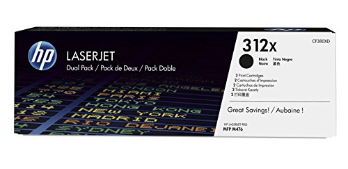 HP 312X 2er-Pack (CF380XD) Schwarz Original Toner mit hoher Reichweite für HP Color Laserjet Pro MFP M476