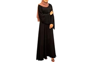 IWEMEK Muslimische Kleider Damen Burka Abaya Lockere Passform Langarm Kaftan Lang Maxikleid Islamischen Namaz Elbisesi + Gebetskette Islam Arabisch Gebetskleidung für Frauen