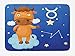 Produktbild WYICPLO Zodiac Taurus Bath Mat, Cartoon Bull Character on Blue Cloud in Sky with Stars Constellation and Sign, Plush Bathroom Decor Mat with Non Slip Backing, 23.6 W X 15.7 W Inches, Multicolor