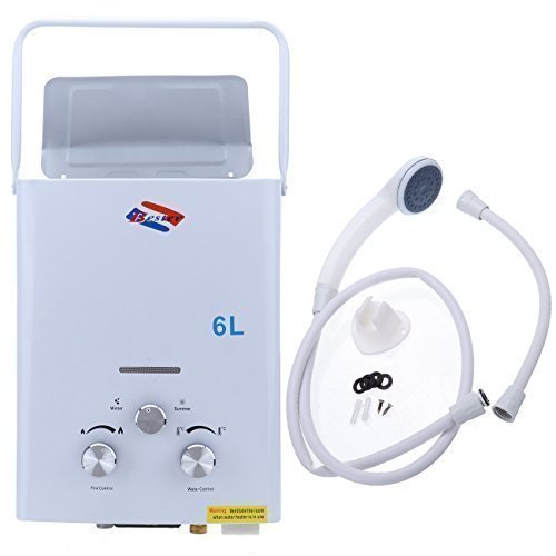 Ridgeyard 6L LPG Propan Gas Tankless Tragbarer Instant-Heißwasserbereiter Instant Kessel mit Duschkopf