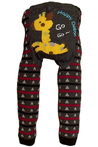 Baby and Toddler Wooly leggings by Dotty Fish boys Black and Grey Jumpy Giraffe - 80cm/6-12 months