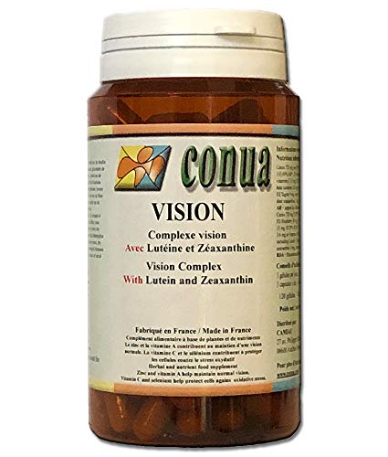 Vitamines pour les yeux Oeil Vision lutéine zéaxanthine myrtille vigne rouge cassis bêta-carotène provitamine A zinc acérola vitamine C magnésium levure séléniée GELULES VEGETALE Conua depuis 2003