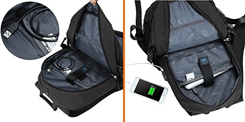 Leichter Laptop-Rucksack College Schultasche Computer Rucksack mit USB-Port passt 39,6 cm Laptop Notebook Black-01 39,6 cm (15,6 Zoll) - 6