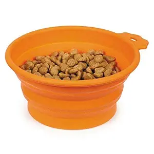 Guardian Gear Portable Dog Bowl Bend-A-Bowls Collapsible Food and Water for Dogs Traveling (Small - 12 Ounce Carrot)