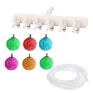 Venus Aqua Aquarium Air Regulator Valve Fish Tank Air Line Divider Control Valve with 25 Meters Air Flow Tube Pipe and 2