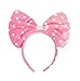 Womens Girls Large Soft Pink Padded Polka Dot Bow Hairband / Headband