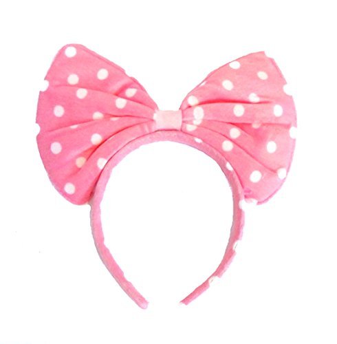 Womens Girls Large Soft Pink Padded Polka Dot Bow Hairband / Headband