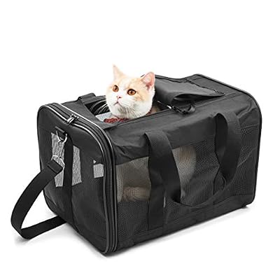 Hitchy Sac De Transport Chat/Sac De Transport Chien pour Chats, Petits Chiens, Chatons Ou Chiots, Souple et Pliable avec Tapis en Laine pour Voyage en Avion, Voiture et Train (M)