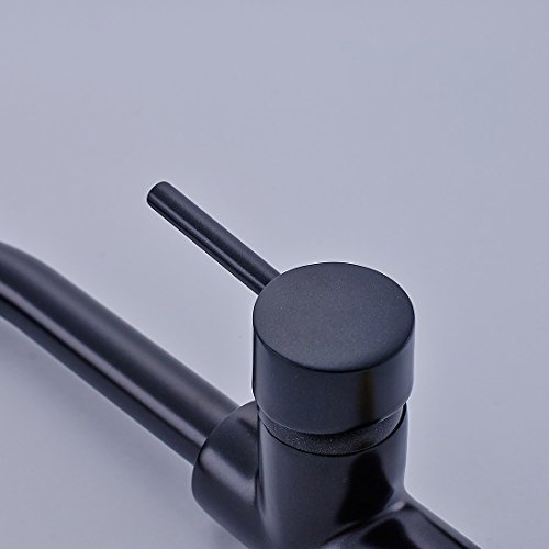 Aimadi Niederdruck Mischbatterie 360° Drehbar Küchenarmatur Armatur Wasserhahn Einhandmischer Spüle Küche Niederdruckarmatur Schwarz - 5