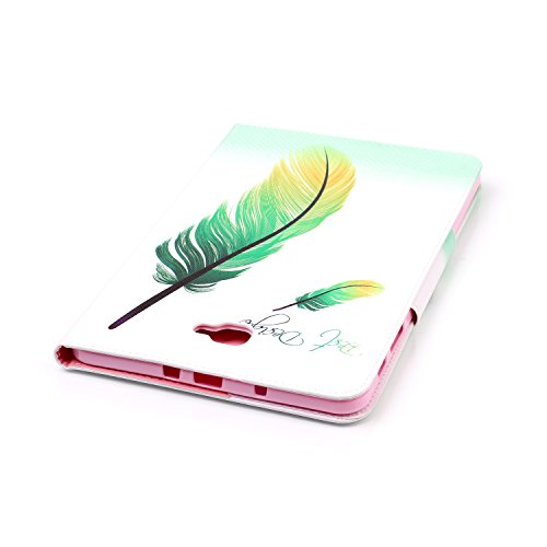Samsung Galaxy Tab A 10.1 T580 Ledertasche Smart Cover,Samsung Galaxy Tab A T580 Hülle,Ekakashop Ultradünn Fashion Bunt Gelbgrüne Federn Muster Painting Flip Cover im Bookstyle Kunstleder Schutzhülle Magnetverschluss PU Leder Schale Ständer Hülle Case TPU Innere Tasche Etui mit Magnetverschluss Wallet Kreditkarte Card Holder Slot für Samsung Galaxy Tab A SM-T580 SM-T585 10.1 Zoll + 1x Kostenlos Ständer (Farbe zufällig) - 8