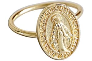 Lotus Fun S925 Sterling Silber Ring Goldene Jungfrau Maria Ringe öffnen Ringe Natürlicher Kreativ Beliebt Handgemachter Einzigartiger Schmuck für Frauen und Mädchen