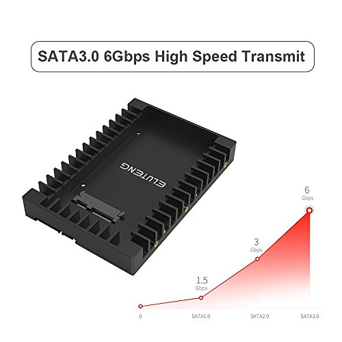 ELUTENG Wechselrahmen SATA 2,5″ auf 3,5″ SSD Einbaurahmen SATA 3.0 Festplatten Adapter 6 Gbp/s HDD Mounting Bracket für für 7mm 9.5mm 12.5mm SATA HDD oder SSD - 3