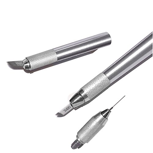 Pinkiou Augenbrauen-Tätowierung-Feder Microblading Feder-dauerhafte Verfassungs-Maschinen-Handbuch bilden Ttowierung-Installationssatz (Silber)