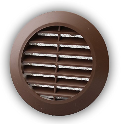 Lüftungsgitter Abschlussgitter rund Ø 90 mm braun mit Insektennetz Gitter ABS Kunststoff witterungsbeständig Insektenschutz