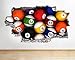 Produktbild tekkdesigns Snooker Tisch Pool Bälle Bar Bunte Jungen Wandbild Aufkleber 3D Kunst Aufkleber Kinder Schlafzimmer Kinderzimmer Baby Cool Wohnzimmer Hall Jungen Mädchen (groß (90 x 52 cm))