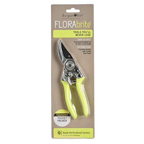 Burgon & Ball FloraBrite Pocket Pruner, 17 cm Length, Yellow