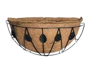Coir garden Wall Hanging Flower Basket Leaf Design 12 inch 1 Piece with Coir Liner