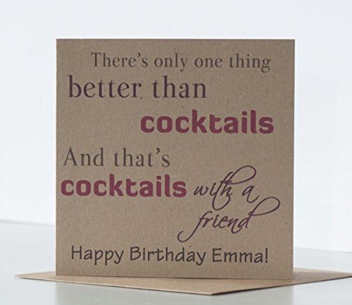 Cocktail Birthday Card. Personalised Birthday Card for a friend, Special Friend or Best Friend. Cocktails themed greeting card. Drinking Birthday Card personalised with name.