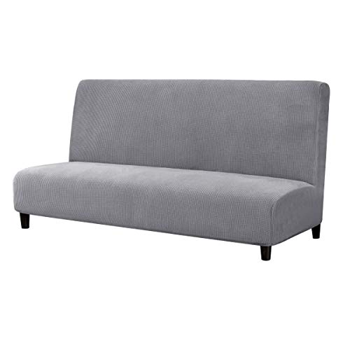 Subrtex 1 Pièce Housse De Clic Clac Canapé Lit Ajustable Housse Pour Canapé Sans Accoudoirs élastique Protection De Canapé Gris Clair