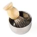 VERY100 Men's Best Badger Hair Shaving Brush with Double Layer Stainless Steel Bowl Cup Kit