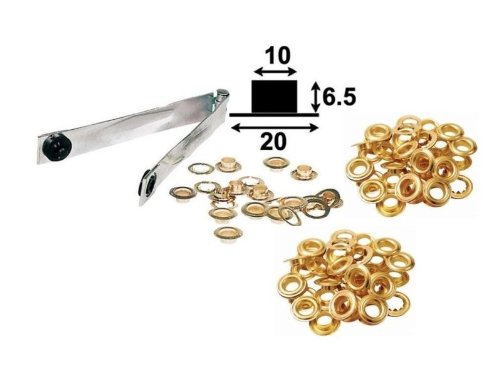 Ösenzange mit 50 Ösen 10 mm Innendurchmesser