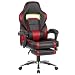 Produktbild LANGRIA Schreibtischstuhl Gaming Stuhl Kunstleder Chefsessel Computer Spiel Stuhl Bürostuhl Racer, Wippkunktion, gut gepolsterte Fußstütze und Lendenkissen, Ergonomische Liege Design, Höhenverstellbar (Schwarz und Rot) …