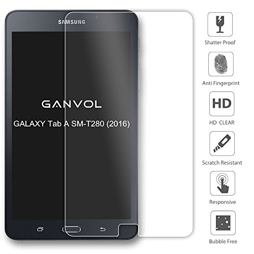 Ganvol Panzerglasfolie Samsung GALAXY Tab A (2016) / Tab A SM-T280 (2016) 17.8cm (7 Zoll) / Tab A6 T280N Tablet-PC Panzerglas Panzerfolie Hartglas Folie 9H - 3