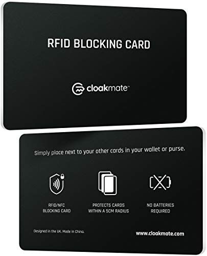 2 x Cartes de Blocage RFID/NFC par Cloakmate | Protection sans Contact pour Tout Le Portefeuille | Protecteur de Carte de crédit et de débit | Aucune Pile requise - Double Pack