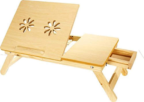 Flanker Wooden, Foldable, Multipurpose (Study/Reading/Eating/Craft-Work/Bed Table) Light-Brown ColorLaptop Table