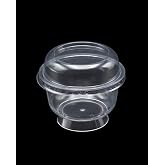 Plastik Kristal Tatlı Kabı - Kapaklı 180cc 25 Adet, Kullan At