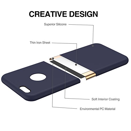 RANVOO [RAINBOW] iPhone 6s /6 Case, Soft Silicone Case, Compatible with Universal Magnetic Car Mount, Blue