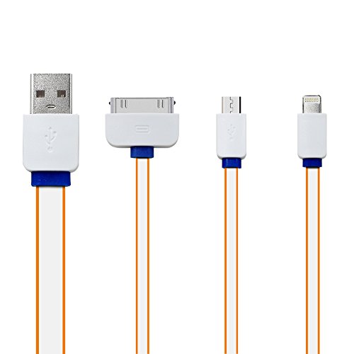 USB Kabel, 3 in 1 Multi Universal USB-Ladekabel anzupassen Kabel für iPhone5 5S 6 6S Plus iPad 4 5 Air Pro Mini 2 3 4, iPhone 4 4S, Samsung, HTC, LG G3 G4, Energien-Bank und anderen Android Phone (Orange)