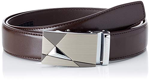 teemzone Men's Business Style Leather Rachet Belt Slidebelt for Waist Size 36"-39" (Waist Size: (36"