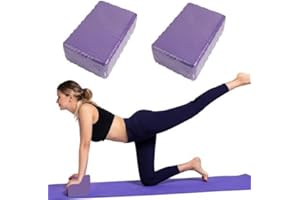 PW TOOLS Yoga 2 Pezzi, Schiuma Eva Premium per Pilates e Meditazione, Mattoni Antiscivolo ad Alta Densità per Donne, 9''x6''x3''