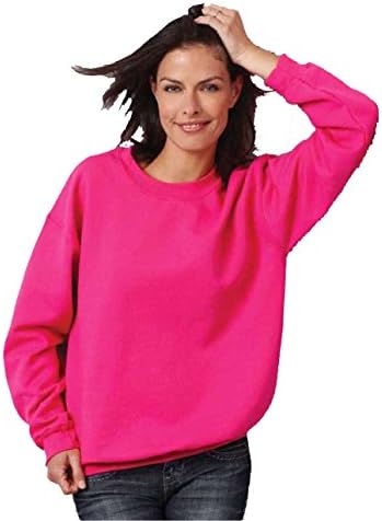 Ladies Plain Classic Sweatshirts Loose Fit Size 6 to 30 - CASUAL SPORTS LEISURE WORK (20 - XL / EXTRA LARGE, HOT PINK)