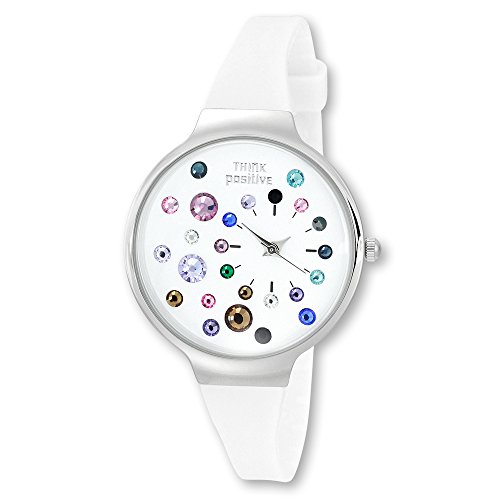 THINK positive Damen-Uhr Stardust Analog Fashion Silikon-Armband weiß Quarz-Uhr UTP1053W THINK positive Damen-Uhr Stardust Analog Fashion Silikon-Armband weiß Quarz-Uhr UTP1053W