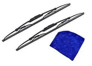 A2D 9075. Combo of Microfiber Cloth and Front Windshield Smooth Cleaning Fog Rain Wipers Blades for Maruti Suzuki Ertiga