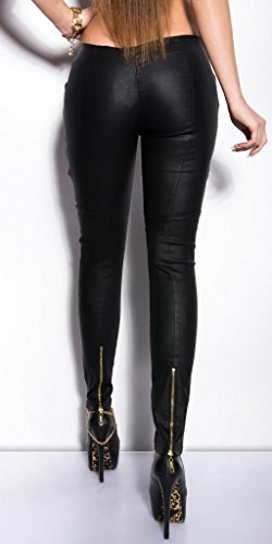 SEXY LEATHER LOOK TROUSERS TREGGINGS WITH SIDE LONG ZIPS. (UK 8 EU 36 S, BLACK)