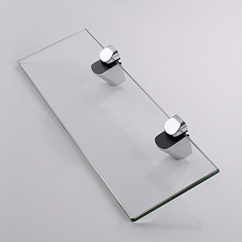 KES Badablage Glasregal Eckablage Glasbodenträger aus Edelstahl und Glas, Klar und Silber, BGS3202S35 - 3