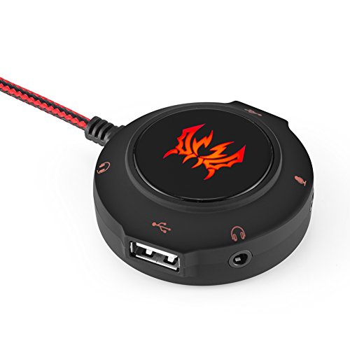 KOTION EACH Soundkarte USB Soundkarte Externer Stereo Sound Adapter für Windows und Mac. Plug & Play Keine Treiber benötigt. (Schwarz Rot) - 7