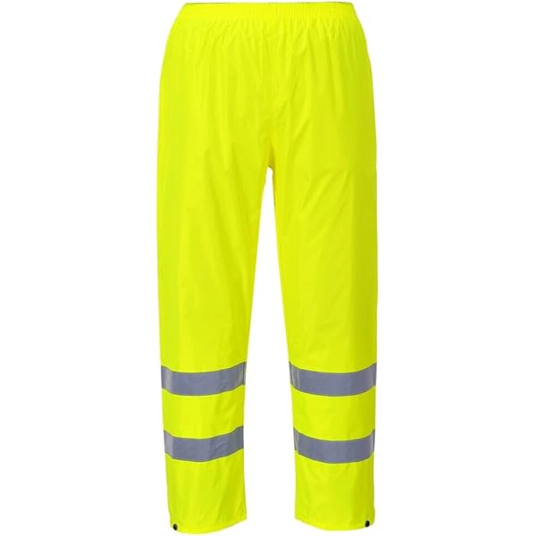 Högert Technik ABENS Hoge zichtbaarheid regenbroek voor heren, maat XL, geel, waterdichte werkbroek met reflecterende strepen, ademende veiligheidskleding voor de