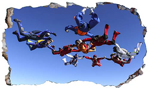 Preisvergleich Produktbild Chicbanners V004 3D Magic Window Wall Sticker Wandaufkleber Motiv Skydive Skydive Fallschirmspringer 3D Magic Window Wall Sticker Wall Art Größe 1000 mm breit x 600 mm tief (groß)