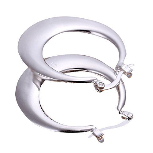 joyliveCY 2018 Pendientes para mujer de aro de plata de ley 925, con cierre tipo pasador, diseño de luna curvado