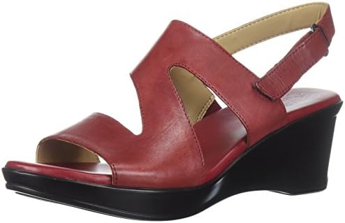 Naturalizer Women's Valerie Wedge Sandal, Red, 8.5 Wide US