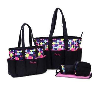 mufly Sac à Langer Poches à Couches 4pcs/set Multifonctionnel Package Mummy Handbag Portable Mode Sacoche de Rangement à Bandoulière pour Bébés et Nourrissons Diapers Stockage pour Vacances